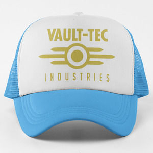 NEW Fallout Vault Tec Industries Foam Trucker Snapback Hat 2TONE LIGHT BLUE
